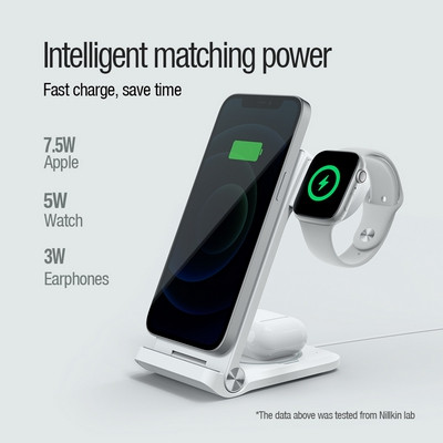 Беспроводная зарядная станция MagSafe Nillkin PowerTrio 3-in-1 для смартфона, часов Apple Watch и наушников - фото 9 - id-p195493104