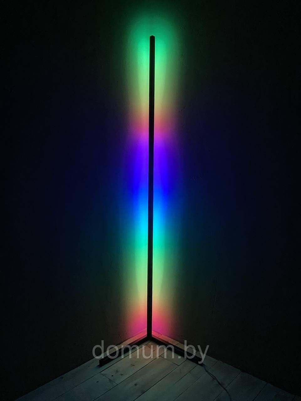 Светодиодный RGB торшер 200 см, напольный угловой (управление с пульта/приложения) - фото 6 - id-p195495400