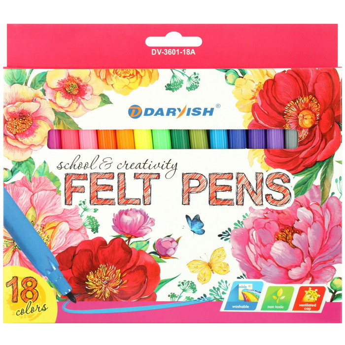 Фломастеры 18 цветов для девочек в картонной упаковке