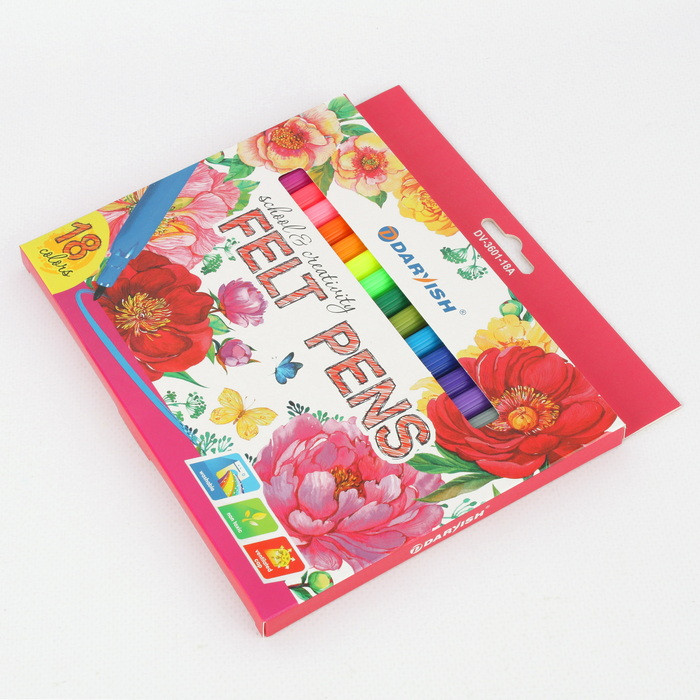 Фломастеры 18 цветов для девочек в картонной упаковке - фото 2 - id-p195495900