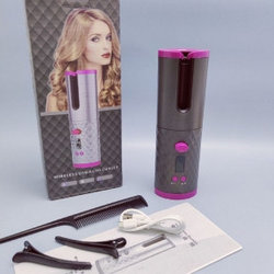 Беспроводные Бигуди Сordless automatic  стайлер для завивки волос  Графит / розовый