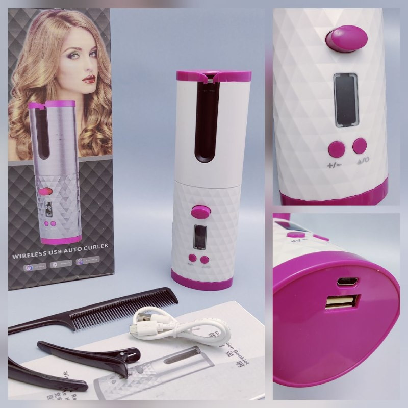 Беспроводные Бигуди Сordless automatic стайлер для завивки волос Графит / розовый - фото 7 - id-p195497520