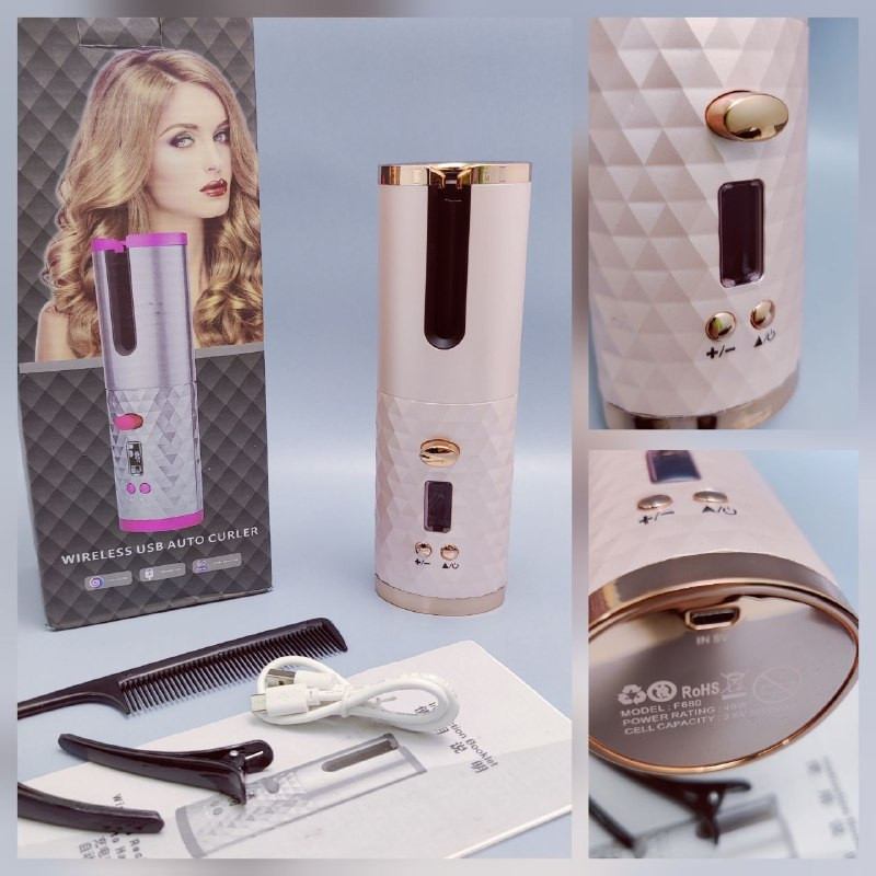 Беспроводные Бигуди Сordless automatic стайлер для завивки волос Розовый жемчуг / золото - фото 9 - id-p195497546