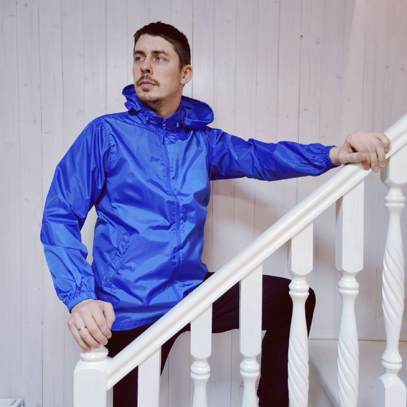 Ветровка/ куртка спортивная водоотталкивающая Superdry с потайным капюшоном Синяя - фото 9 - id-p195497562
