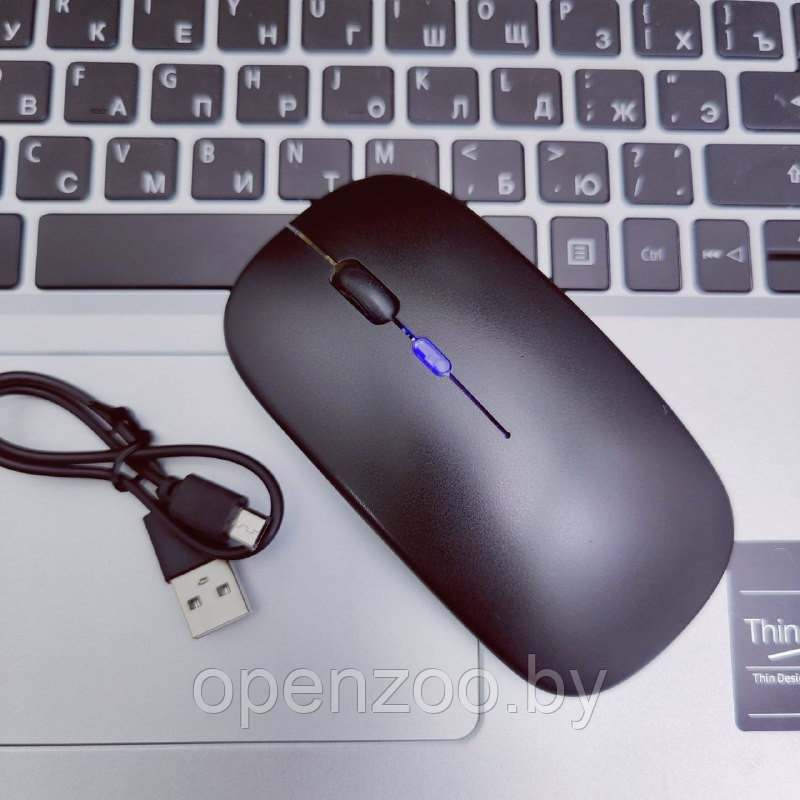Беспроводная оптическая мышь Seven со световым эффектом (USB зарядка) Черная - фото 3 - id-p195499024
