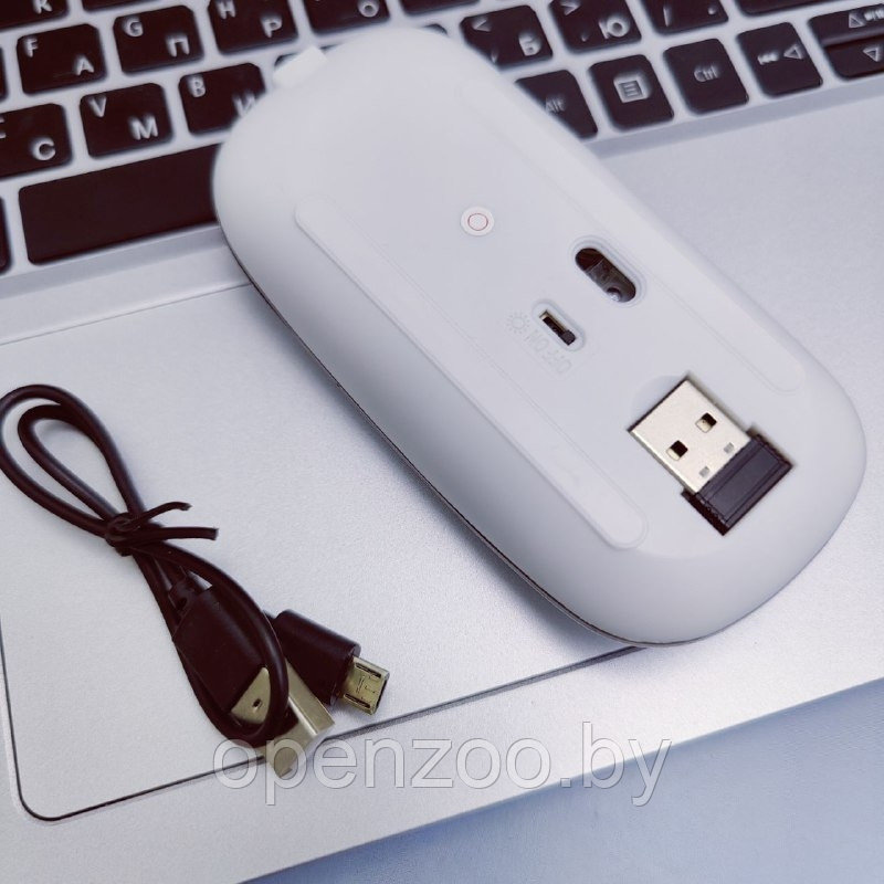 Беспроводная оптическая мышь Seven со световым эффектом (USB зарядка) Белая - фото 7 - id-p195499025