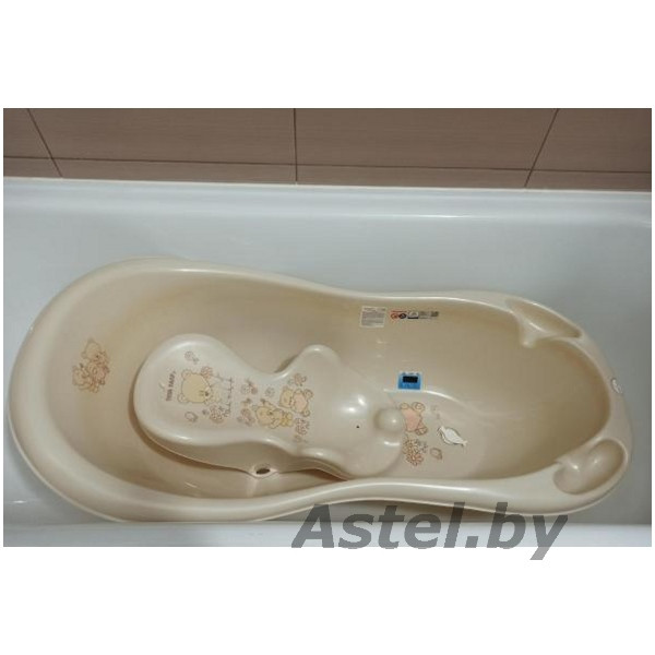 Ванночка детская Tega Baby 102 см Мишки + Горка для купания (слив) бежевый - фото 5 - id-p195517073