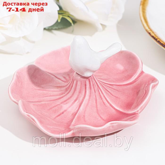 Подставка для колец "Птичка на цветке", розово-белый, 12х6 см - фото 3 - id-p195465416