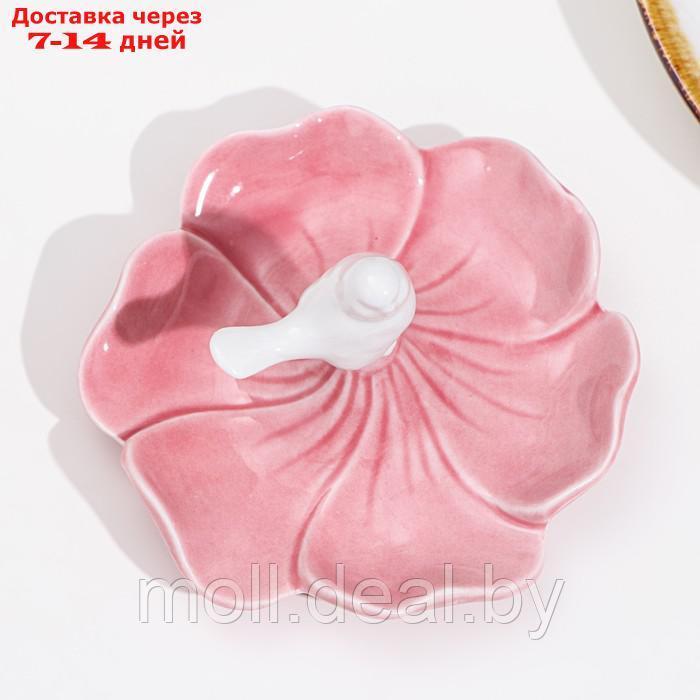 Подставка для колец "Птичка на цветке", розово-белый, 12х6 см - фото 4 - id-p195465416