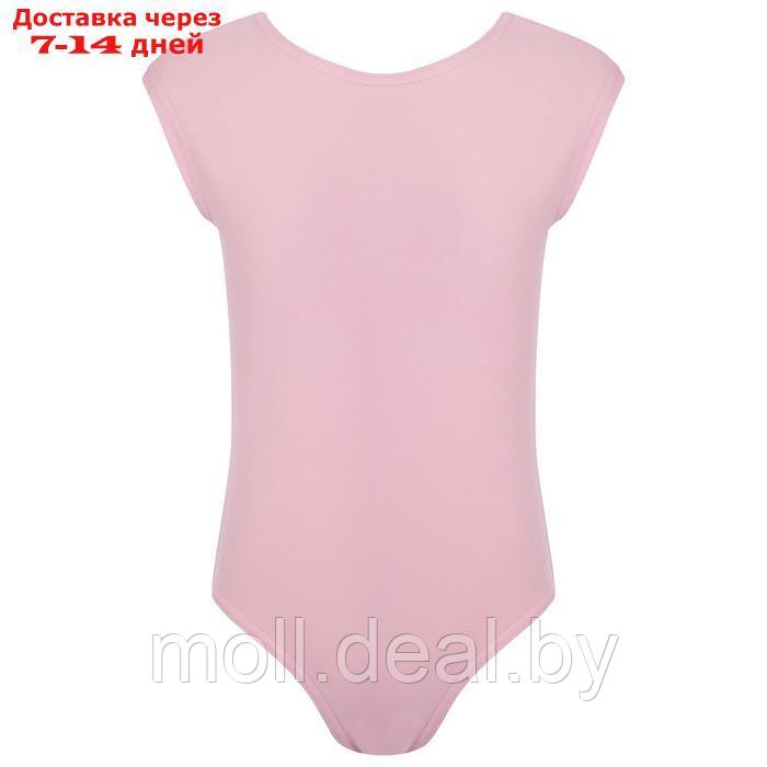 Купальник гимнастический х/б, укороченный рукав, вырез лодочка, цвет розовый, размер 42 - фото 8 - id-p195465658
