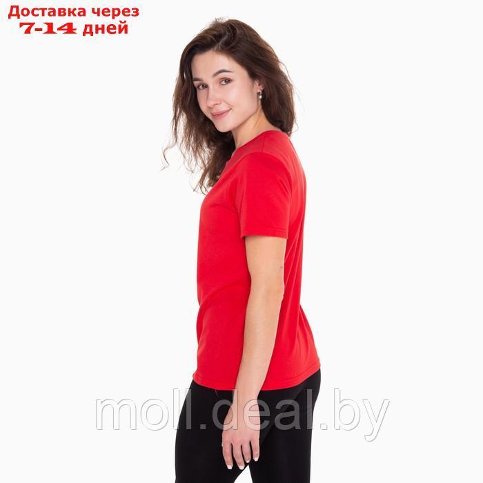 Футболка женская "Кот", цвет красный, размер 54 - фото 3 - id-p195465335