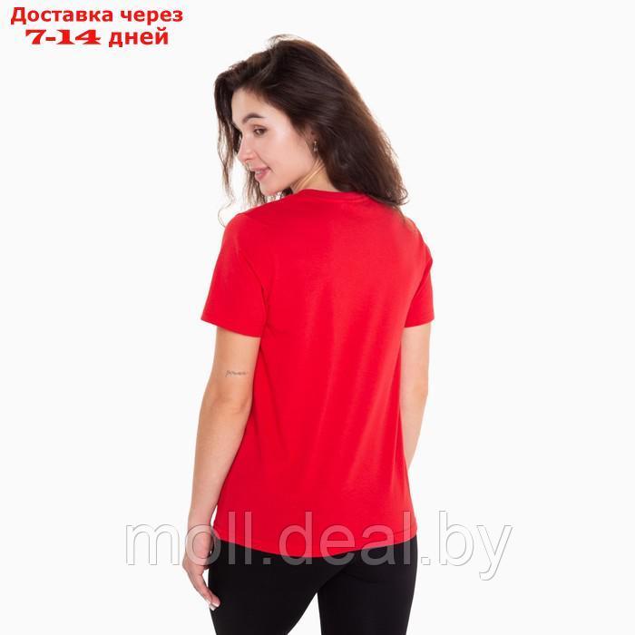 Футболка женская "Кот", цвет красный, размер 54 - фото 4 - id-p195465335