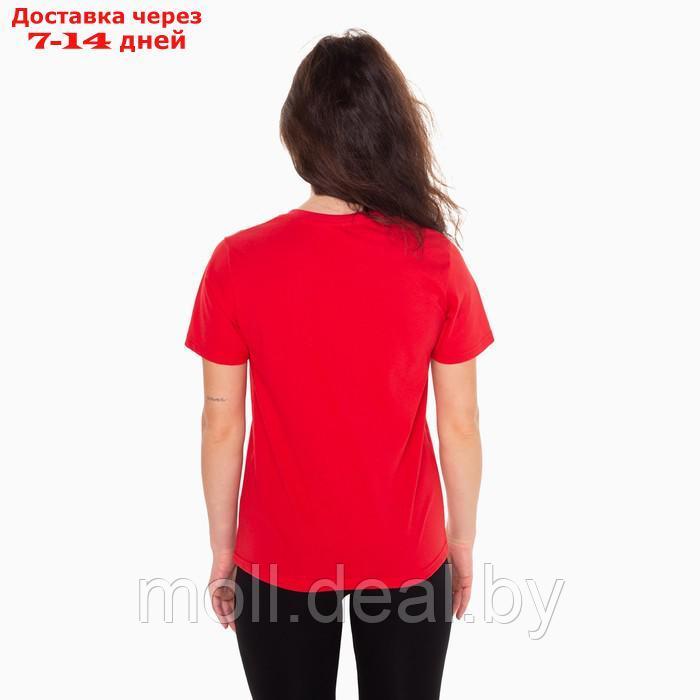 Футболка женская "Кот", цвет красный, размер 54 - фото 5 - id-p195465335