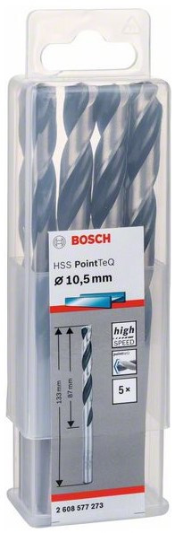Сверло по металлу BOSCH HSS PointTeQ 10.5х133 мм набор 5 свёрл