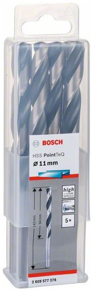 Сверло по металлу BOSCH HSS PointTeQ 11х142 мм набор 5 свёрл