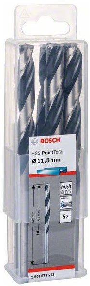 Сверло по металлу BOSCH HSS PointTeQ 11.5х142 мм набор 5 свёрл