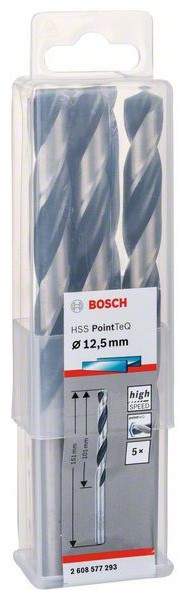 Сверло по металлу BOSCH HSS PointTeQ 12.5х151 мм набор 5 свёрл