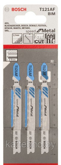 Пилка лобзиковая BOSCH ЛОБЗИКОВЫЕ ПИЛКИ T 121 AF Speed for Metal, BIM 3 шт.