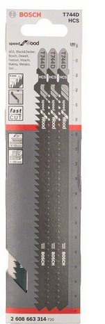 Пилка лобзиковая BOSCH ЛОБЗИКОВЫЕ ПИЛКИ T 744 D, HCS 3 шт.