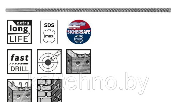 Сверло SDS-Max BOSCH Бур по арм.бетону SDS-max-8X 12 x 800 x 940 мм