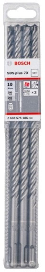 Сверло SDS-Plus BOSCH 7X д/арм.бетона 10x200x265мм (10 шт)
