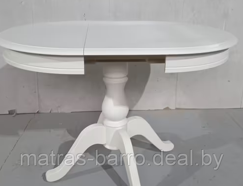 Стол обеденный круглый раскладной Фабрицио из массива диаметр 90 см (тон 9, белая эмаль) - фото 9 - id-p137937340