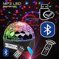 Диско-шар-Колонка MP3 LED Magic Ball Light Bluetooth Пульт Флешка