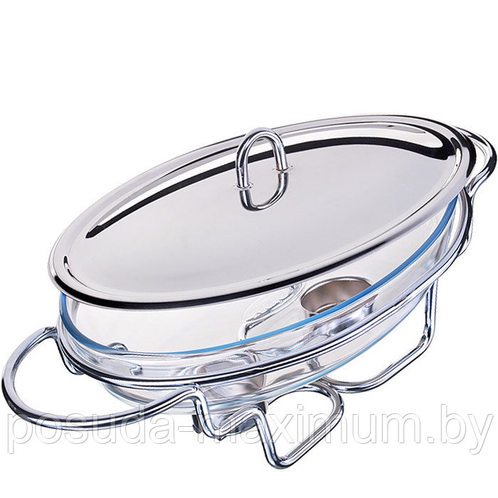 Мармит овальный стеклянный  с подогревом на 2 свечи  2 л MB  20883