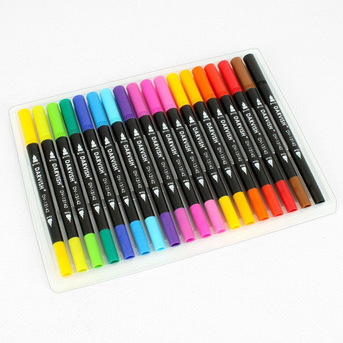 Маркеры для скетчинга (двусторонние) (набор 18 цветов) кисть+линер (0,4мм) - фото 4 - id-p195608962