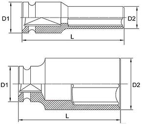 Головка ударная 1" 22мм 6- гранная глубокая TOPTUL KABE3222, фото 2