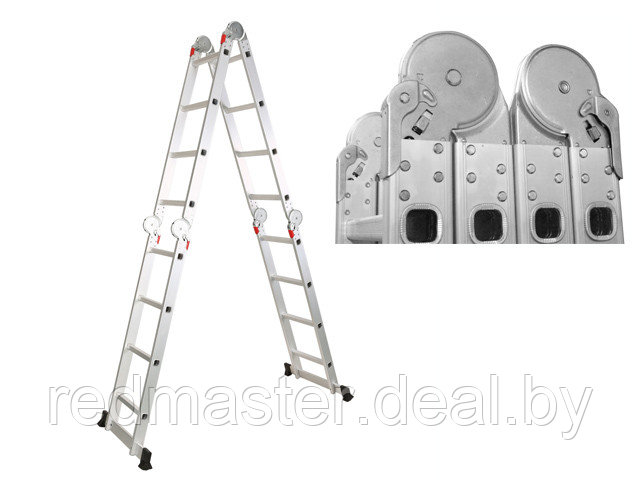 Лестница алюминиевая многофункциональная 4х5 ступеней (стремянка-280см, лестница-570см), STARTUL ST9732-05 - фото 1 - id-p195616070