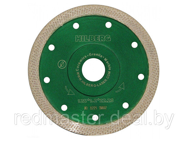 Алмазный круг 125х22 mm по керамике сплошной ультратонкий S-тип Turbo (1.22mm) HILBERG HM602 - фото 1 - id-p195616099