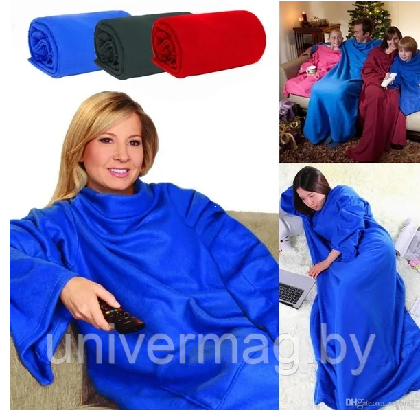 Теплый и уютный плед с рукавами SNUGGIE Купи сейчас Синий - фото 8 - id-p179628076