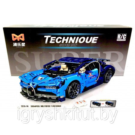 Конструктор/ Technic/ Гоночная машина Бугатти Bugatti Chiron синий/ 2054 деталей арт.11019 - фото 3 - id-p195629545