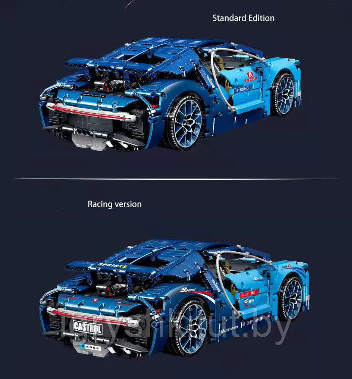 Конструктор/ Technic/ Гоночная машина Бугатти Bugatti Chiron синий/ 2054 деталей арт.11019 - фото 2 - id-p195629545