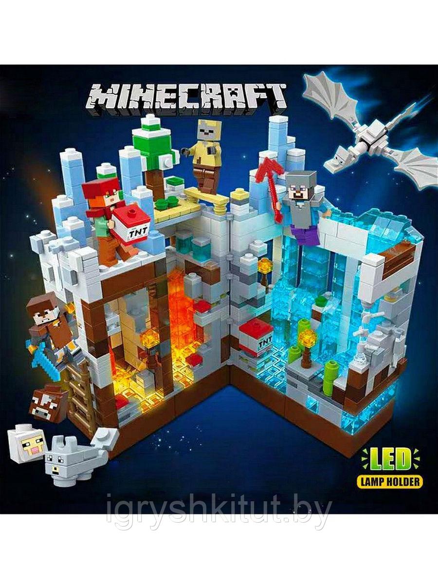 Конструктор RENZAIMA Minecraft "Нападение на белую крепость", 866 дет., с LED-подсветкой - фото 1 - id-p195630144