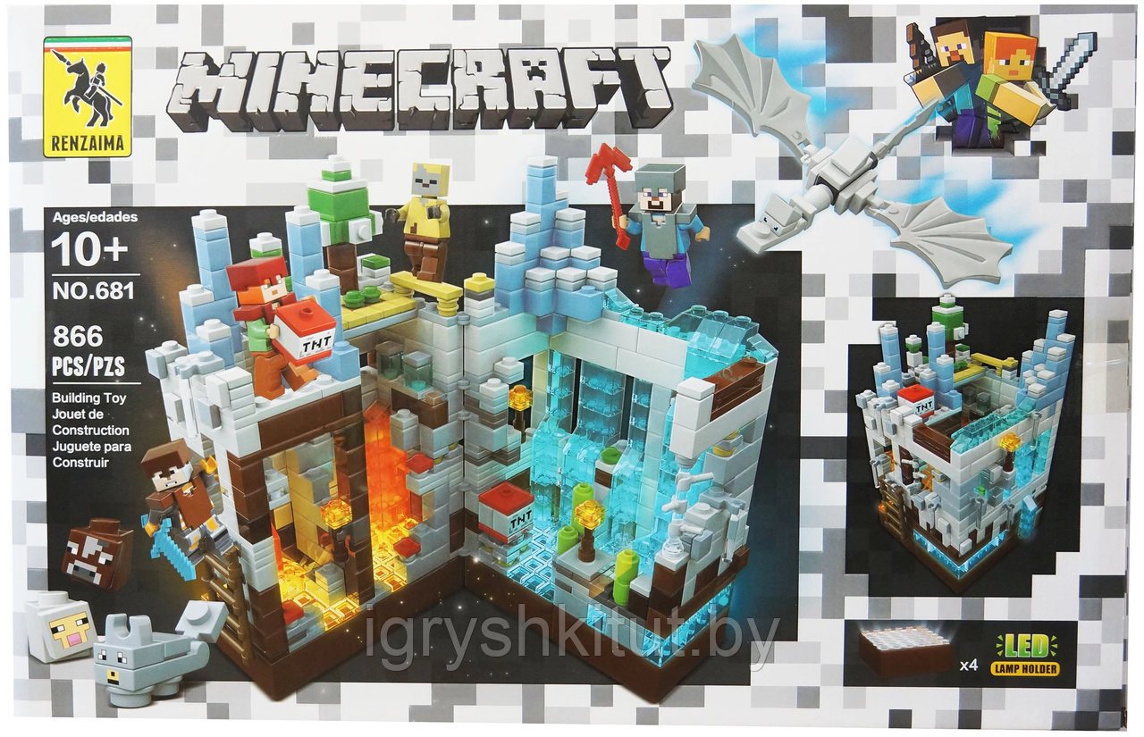 Конструктор RENZAIMA Minecraft "Нападение на белую крепость", 866 дет ...