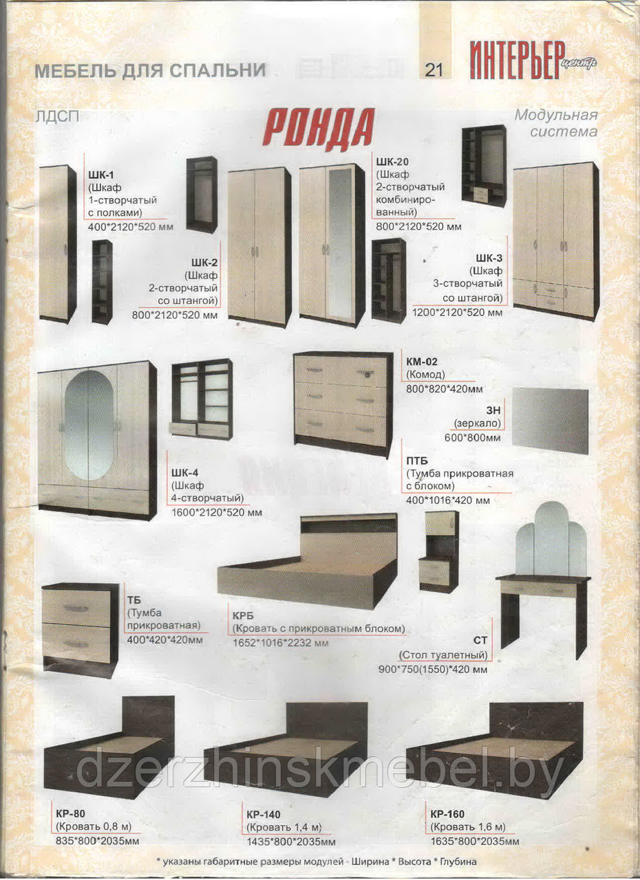 Набор мебели для спальни "Ронда-4"Производство РОССИЯ нм - фото 4 - id-p195630306