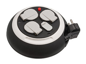 Удлинитель 3м на барабане (3 роз., 3.3кВт, 2 USB, с/з, ПВС) черно-белый Brennenstuhl Comfort-Line (провод