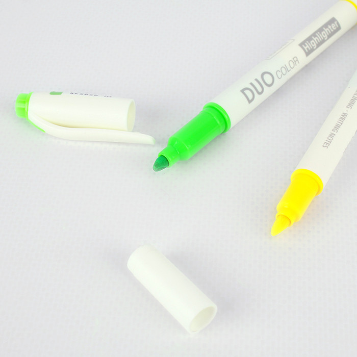 Текстовыделитель DUO двухцветный клиновидный пишущий узел Зеленый+Желтый - фото 2 - id-p195630528