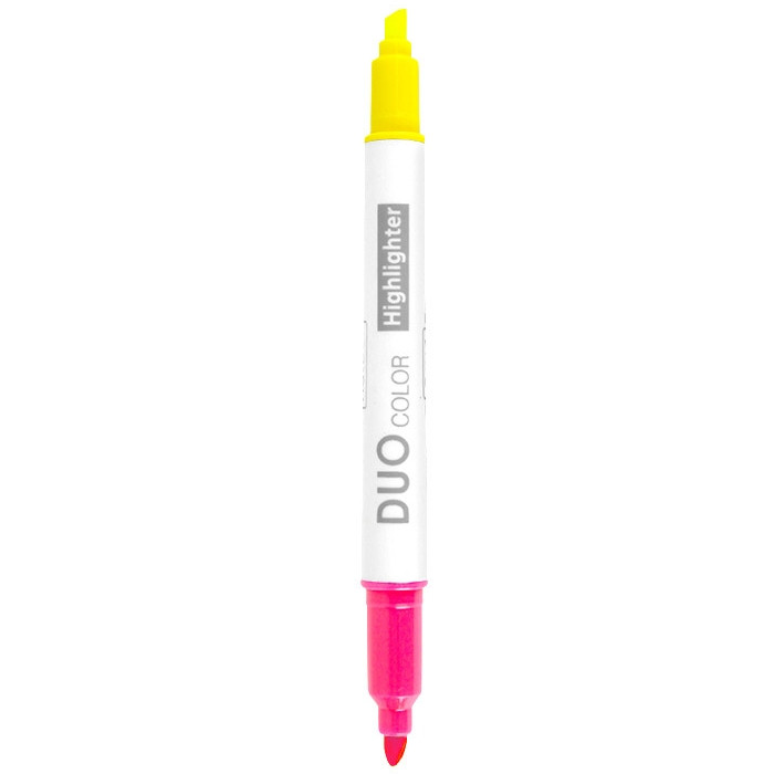Текстовыделитель DUO двухцветный клиновидный пишущий узел Розовый+Желтый - фото 1 - id-p195634606