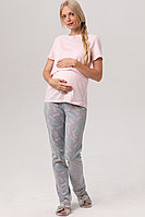 7ЕМ2308-51134 Пижама для беременных и кормящих женщин розовый/серый