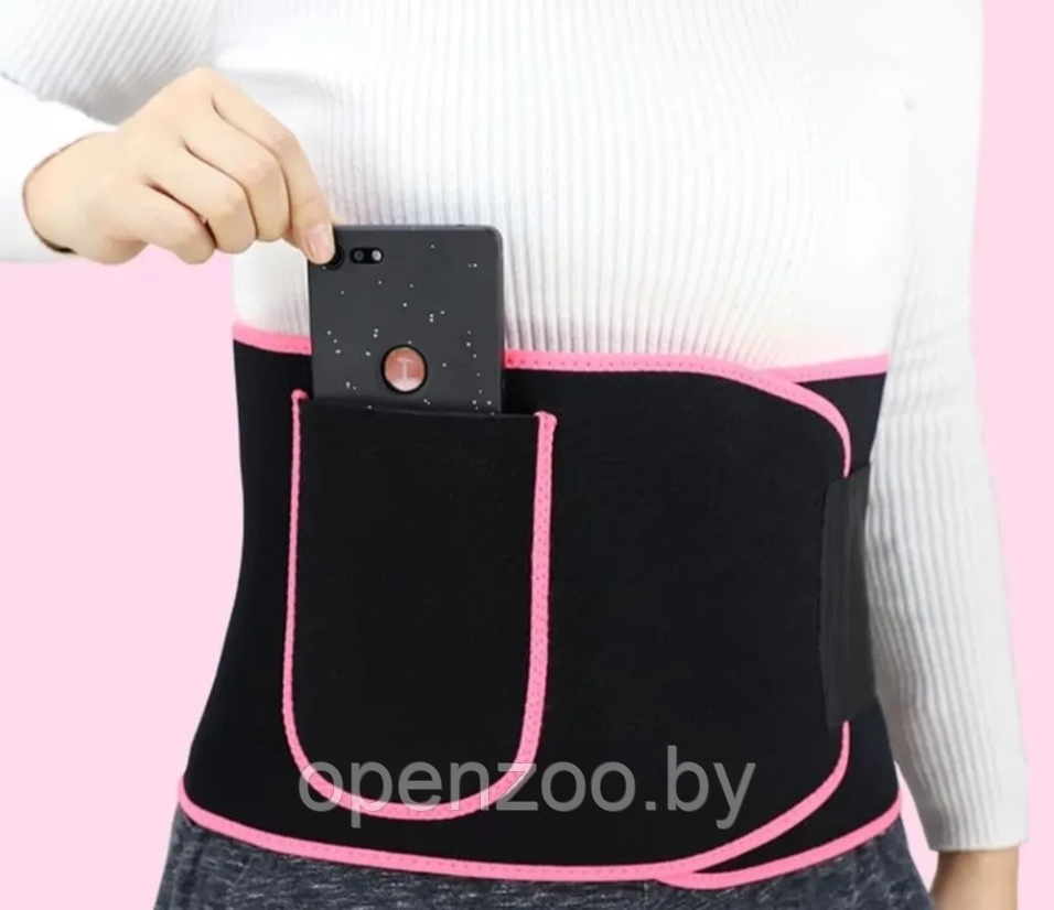 Пояс для похудения c кармашком для смартфона Best Gird для мужчин и женщин Черный с розовым - фото 8 - id-p195609198