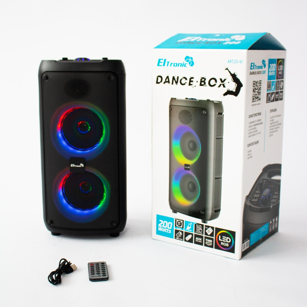 Портативная bluetooth колонка Eltronic DANCE BOX 200 Watts арт. 20-41 с LED-подсветкой и RGB светомузыкой, - фото 2 - id-p195646326