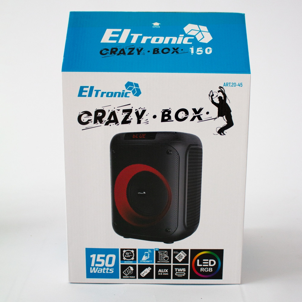 Портативная беспроводная bluetooth колонка Eltronic CRAZY BOX 150 Watts арт. 20-45 с LED-подсветкой и RGB - фото 9 - id-p195646327