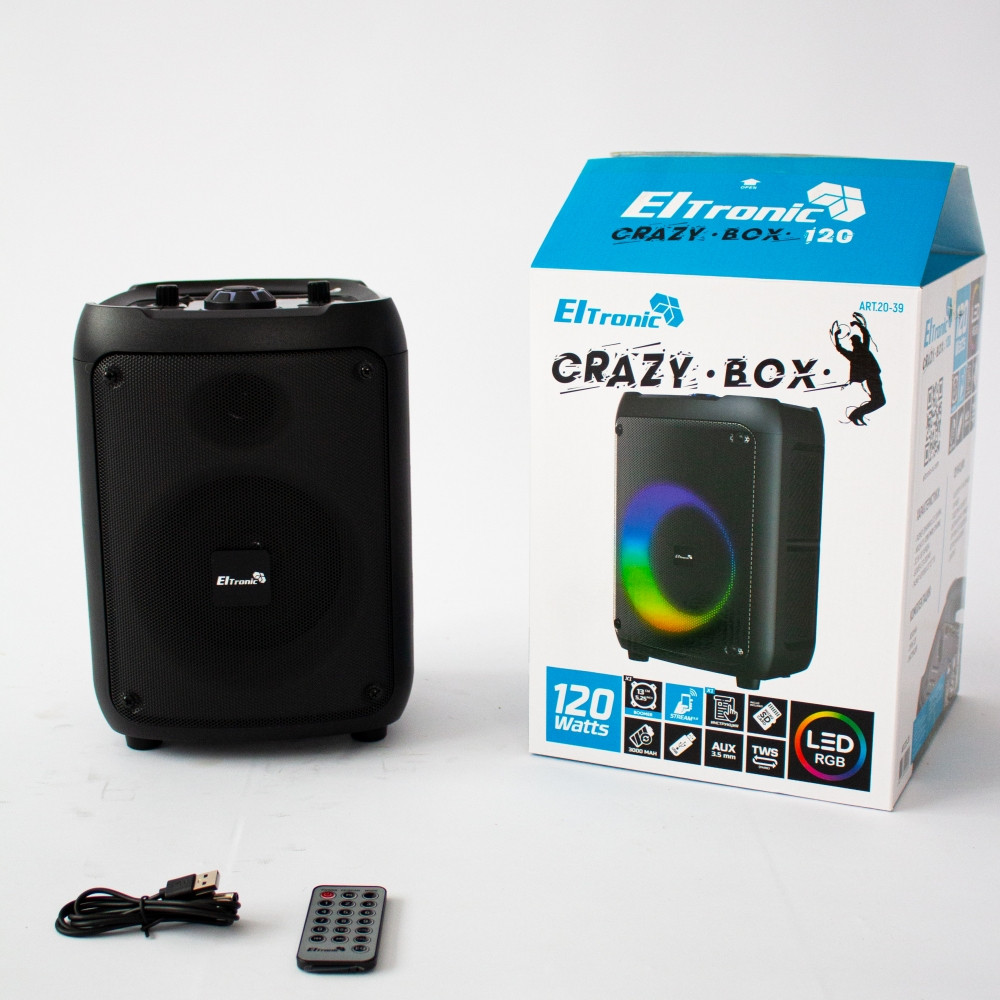 Портативная беспроводная bluetooth колонка Eltronic CRAZY BOX 120 Watts арт. 20-39 с LED-подсветкой и RGB - фото 2 - id-p195646330