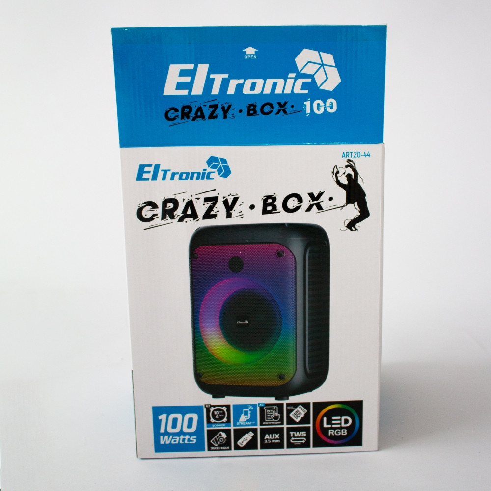 Портативная беспроводная bluetooth колонка Eltronic CRAZY BOX 100 арт. 20-44 с LED-подсветкой и RGB - фото 3 - id-p195646331