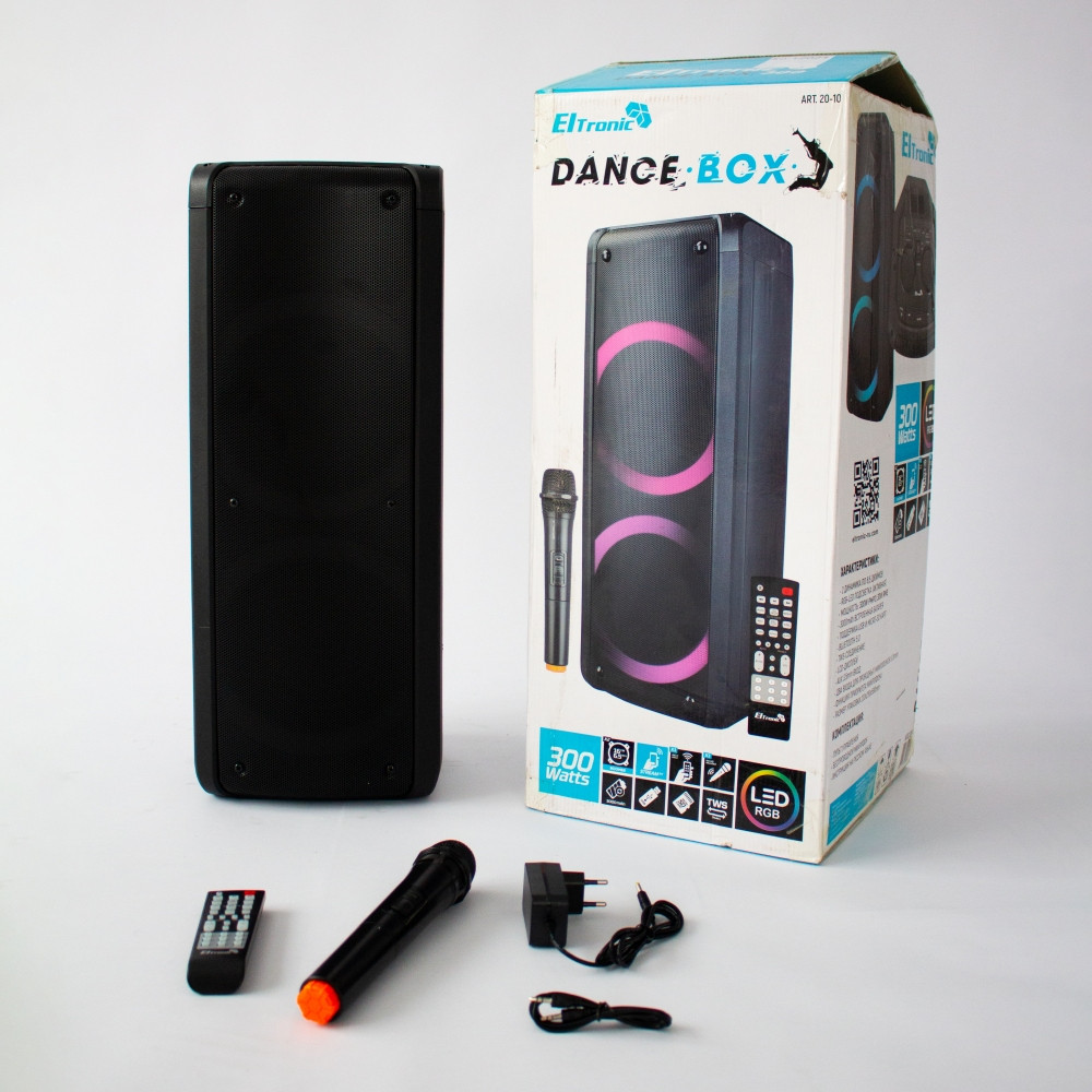 Напольная колонка Eltronic DANCE BOX 300 Watts арт. 20-10 с беспроводным микрофоном и RGB светомузыкой - фото 2 - id-p195646336