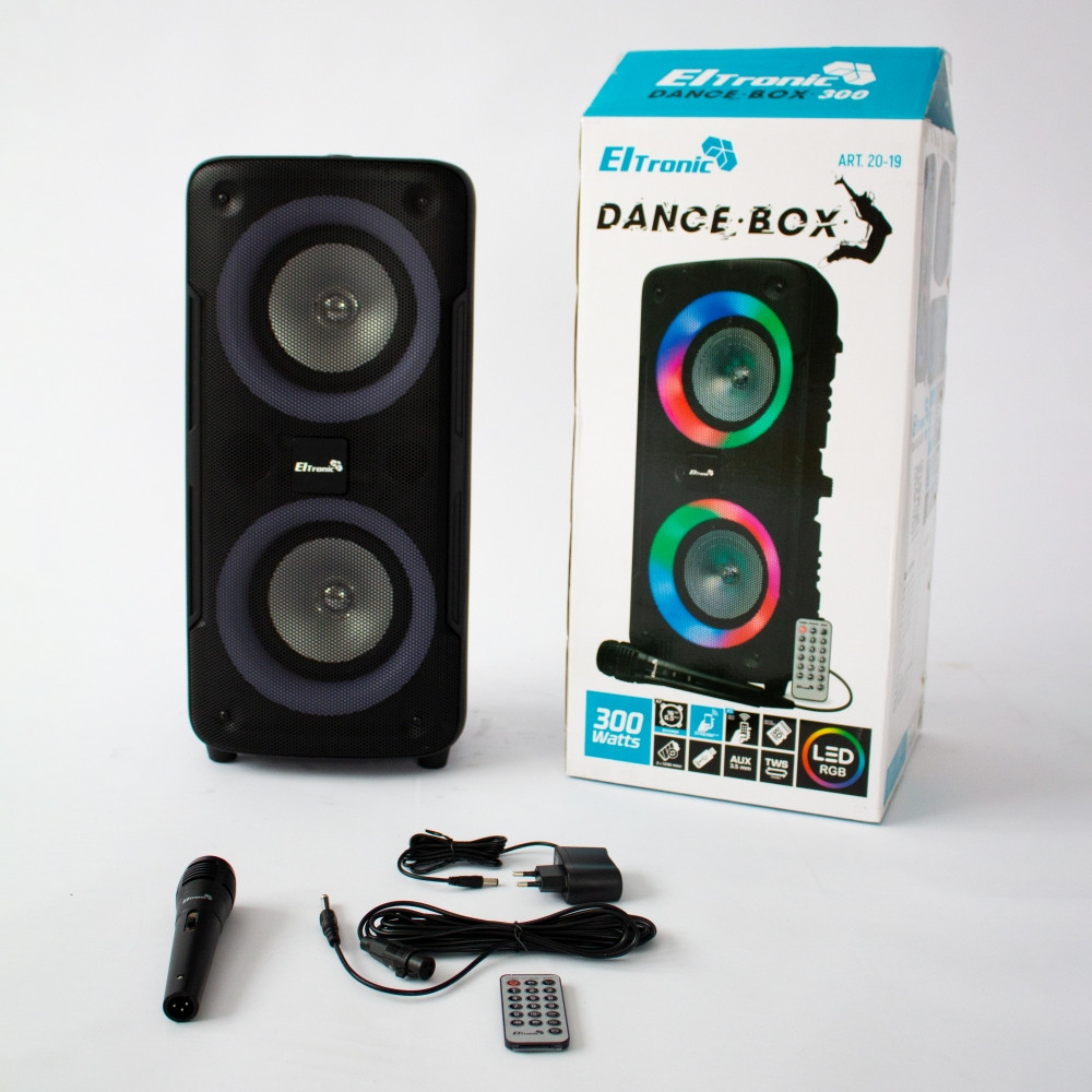Напольная колонка Eltronic DANCE BOX 300 Watts арт. 20-19 с проводным микрофоном и RGB цветомузыкой - фото 3 - id-p195646337