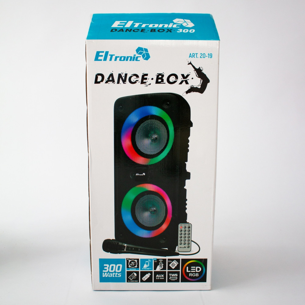 Напольная колонка Eltronic DANCE BOX 300 Watts арт. 20-19 с проводным микрофоном и RGB цветомузыкой - фото 4 - id-p195646337